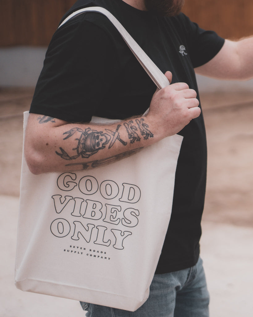 "Good Vibes Only" - Tote bag écru